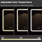 Mobiletto a specchio da bagno illuminato a LED, da incasso o da parete, anti-appannamento, dimmerabile, 3 modalità di illuminazione, funzione memoria
