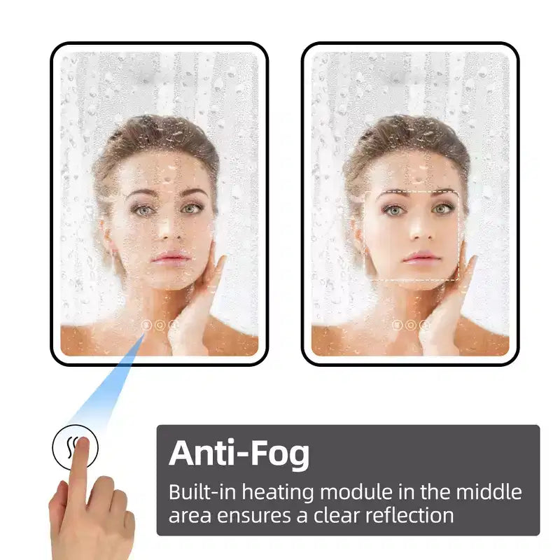 Mobiletto a specchio da bagno illuminato a LED, da incasso o da parete, anti-appannamento, dimmerabile, 3 modalità di illuminazione, funzione memoria