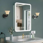 Mobiletto a specchio da bagno illuminato a LED, da incasso o da parete, anti-appannamento, dimmerabile, 3 modalità di illuminazione, funzione memoria