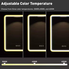 Mobiletto a specchio da bagno illuminato a LED, da incasso o da parete, anti-appannamento, dimmerabile, 3 modalità di illuminazione, funzione memoria