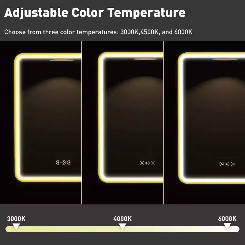 Mobiletto a specchio da bagno illuminato a LED, da incasso o da parete, anti-appannamento, dimmerabile, 3 modalità di illuminazione, funzione memoria