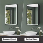 Mobiletto a specchio da bagno illuminato a LED, da incasso o da parete, anti-appannamento, dimmerabile, 3 modalità di illuminazione, funzione memoria