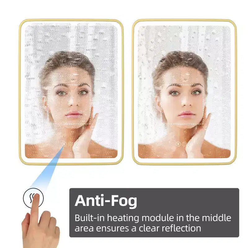 Mobiletto a specchio da bagno illuminato a LED, da incasso o da parete, anti-appannamento, dimmerabile, 3 modalità di illuminazione, funzione memoria