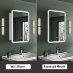 Mobiletto a specchio da bagno illuminato a LED, da incasso o da parete, anti-appannamento, dimmerabile, 3 modalità di illuminazione, funzione memoria