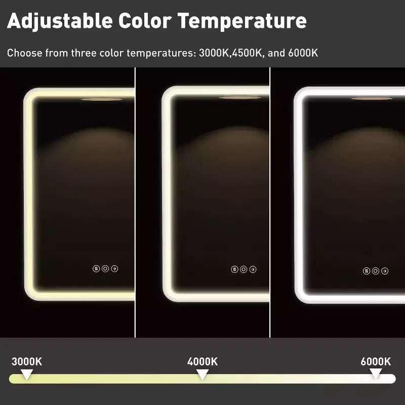 Mobiletto a specchio da bagno illuminato a LED, da incasso o da parete, anti-appannamento, dimmerabile, 3 modalità di illuminazione, funzione memoria