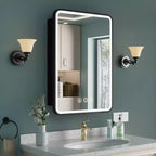 Mobiletto a specchio da bagno illuminato a LED, da incasso o da parete, anti-appannamento, dimmerabile, 3 modalità di illuminazione, funzione memoria