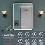 Mobiletto a specchio da bagno illuminato a LED, da incasso o da parete, anti-appannamento, dimmerabile, 3 modalità di illuminazione, funzione memoria