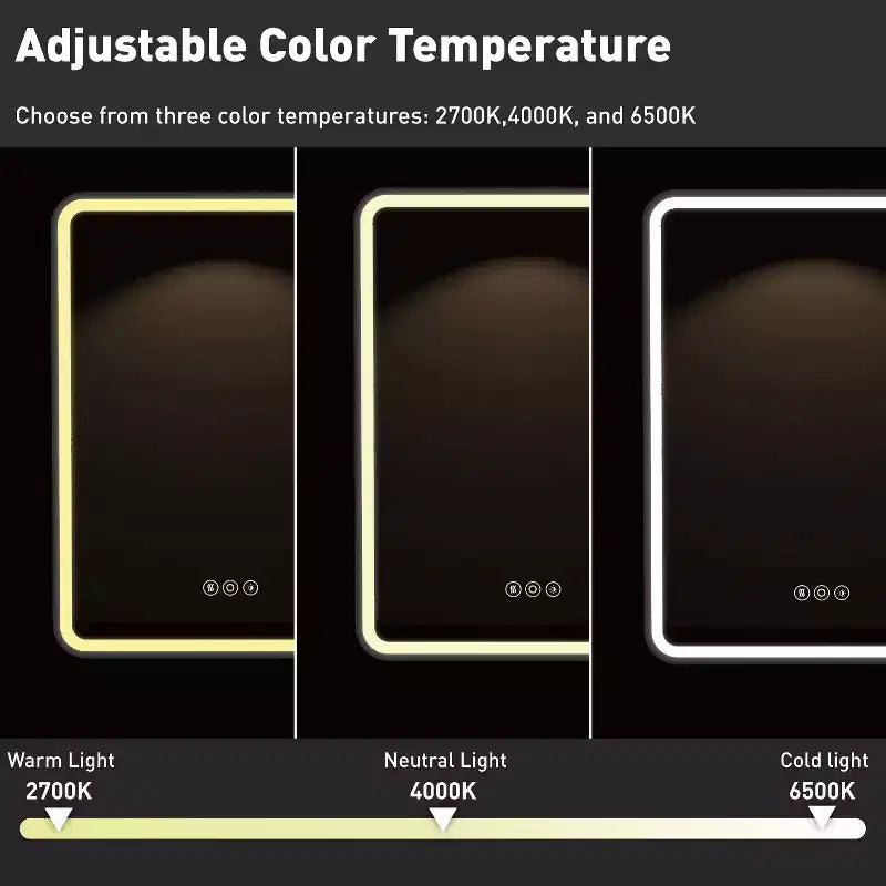 Mobiletto a specchio da bagno illuminato a LED, da incasso o da parete, anti-appannamento, dimmerabile, 3 modalità di illuminazione, funzione memoria