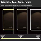 Mobiletto a specchio da bagno illuminato a LED, da incasso o da parete, anti-appannamento, dimmerabile, 3 modalità di illuminazione, funzione memoria