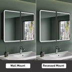 Mobiletto a specchio da bagno illuminato a LED, da incasso o da parete, anti-appannamento, dimmerabile, 3 modalità di illuminazione, funzione memoria