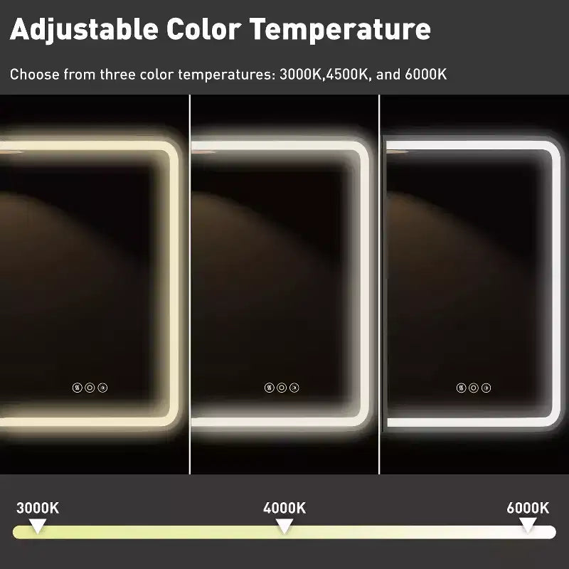 Mobiletto a specchio da bagno illuminato a LED, da incasso o da parete, anti-appannamento, dimmerabile, 3 modalità di illuminazione, funzione memoria